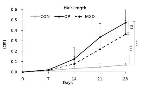 גרף ממחקר של השפעת שמן זית על נשירת שיער
